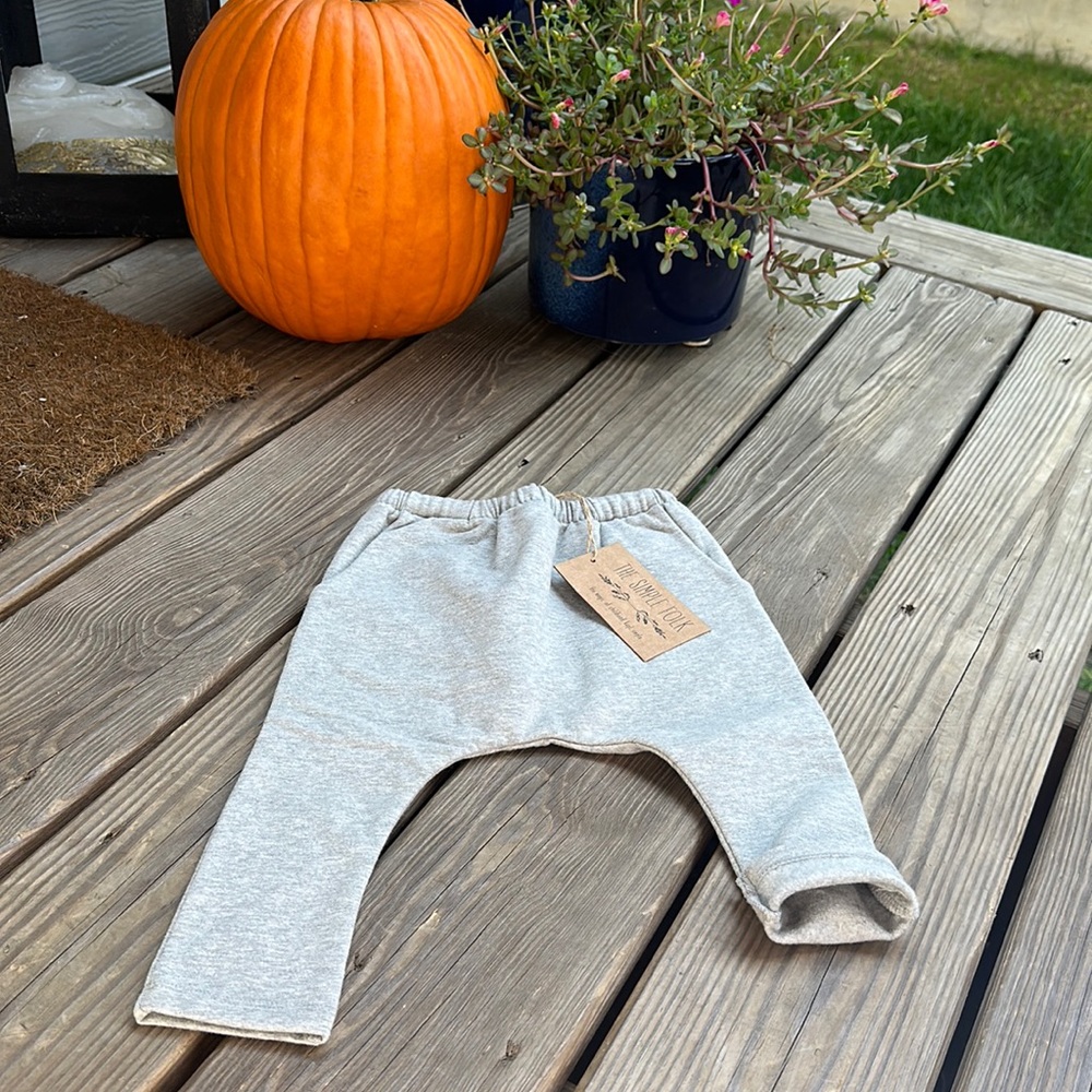 THE FLEECE TROUSER gray THE SIMPLE FOLK (drop-crotch & drawstring) 9/12 months